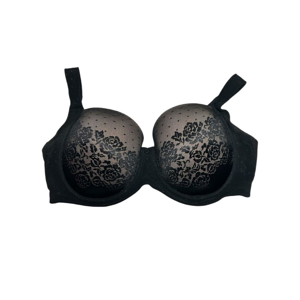 Soma Black floral Lace stunning full coverage Bra - 34F 34DDD